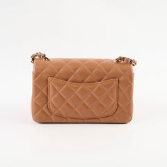 Chanel Mini Rectangle Lambskin Caramel Dark Beige (30 series)