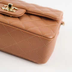 Chanel Mini Rectangle Lambskin Caramel Dark Beige (30 series)