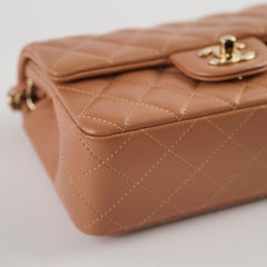Chanel Mini Rectangle Lambskin Caramel Dark Beige (30 series)