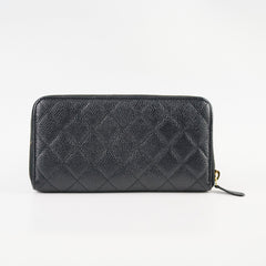 Chanel Caviar Zip Long Wallet Black