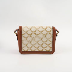 Celine Teen Canvas Triomphe White