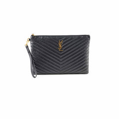 Saint Laurent Cassandre Matelasse Pouch Black