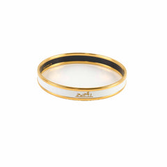 Hermes Uni White Enamel PM Caleche Bangle - Q Stamp