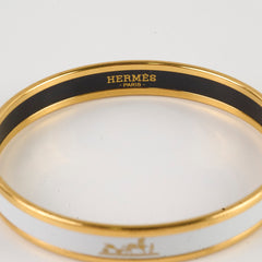 Hermes Uni White Enamel PM Caleche Bangle - Q Stamp