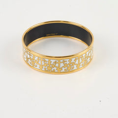 Hermes Balcons Du Guadalquivir Wide Bangle Gold/White - P stamp