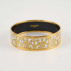 Hermes Balcons Du Guadalquivir Wide Bangle Gold/White - P stamp