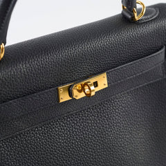 Hermes Kelly 25 Noir GHW Togo- C Stamp