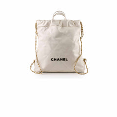 Chanel 22 Calfskin Backpack White Microchip