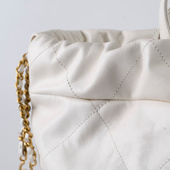 Chanel 22 Calfskin Backpack White Microchip