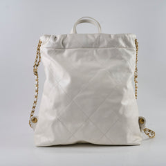 Chanel 22 Calfskin Backpack White Microchip
