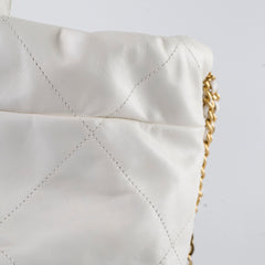 Chanel 22 Calfskin Backpack White Microchip