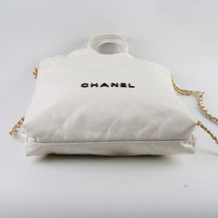 Chanel 22 Calfskin Backpack White Microchip