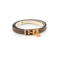 Hermes Lucky 15 Swift /Epsom Belt Nata/Etoupe - Size 85 - Z stamp