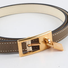 Hermes Lucky 15 Swift /Epsom Belt Nata/Etoupe - Size 85 - Z stamp