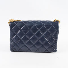 Chanel Small Timeless Quilted Calfskin Navy Flap