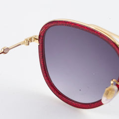 Gucci GG0062S Aviator Glittered Red Sunglasses