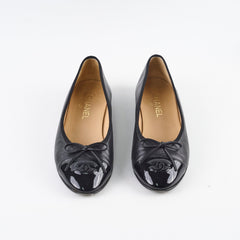 Chanel Black Leather Ballet Flats 39.5