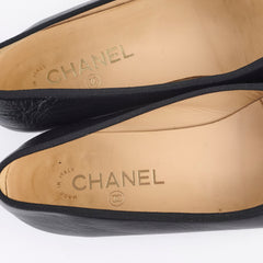Chanel Black Leather Ballet Flats 39.5