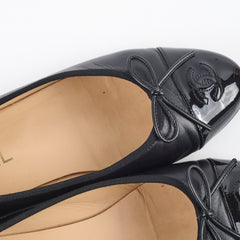 Chanel Black Leather Ballet Flats 39.5