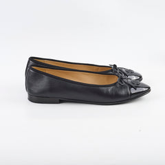 Chanel Black Leather Ballet Flats 39.5
