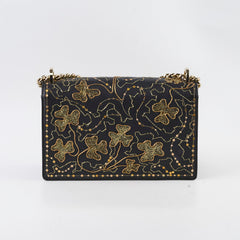 Dior Medium Diorama Gold Embroidery Black Leather Flap