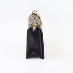 Dior Medium Diorama Gold Embroidery Black Leather Flap