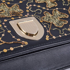 Dior Medium Diorama Gold Embroidery Black Leather Flap