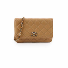 Chanel Caviar Wallet On Chain WOC Beige Microchip