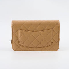 Chanel Caviar Wallet On Chain WOC Beige Microchip