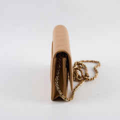 Chanel Caviar Wallet On Chain WOC Beige Microchip