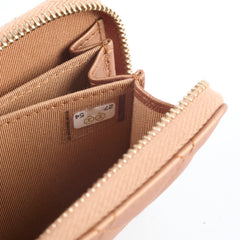 Chanel Lambskin Zip Around Mettalic Coin Purse Caramel