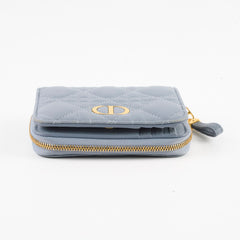 Christian Dior Cannage Caro Zipped Wallet Scarlet Blue