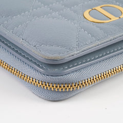 Christian Dior Cannage Caro Zipped Wallet Scarlet Blue