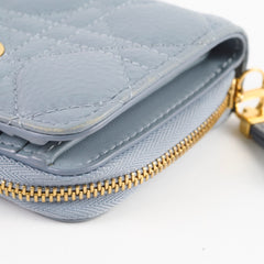Christian Dior Cannage Caro Zipped Wallet Scarlet Blue