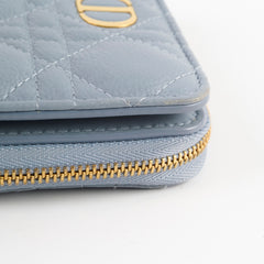 Christian Dior Cannage Caro Zipped Wallet Scarlet Blue