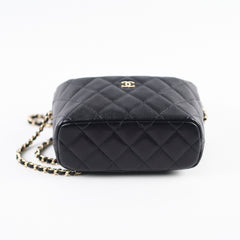 Chanel 25C Quilted Caviar Hobo Clutch with Chain Black
