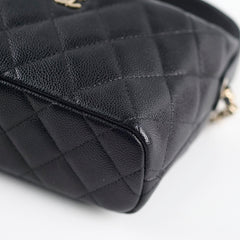 Chanel 25C Quilted Caviar Hobo Clutch with Chain Black
