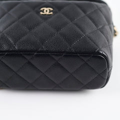 Chanel 25C Quilted Caviar Hobo Clutch with Chain Black