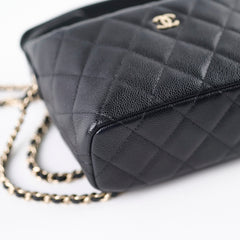 Chanel 25C Quilted Caviar Hobo Clutch with Chain Black