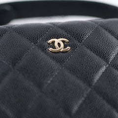 Chanel 25C Quilted Caviar Hobo Clutch with Chain Black