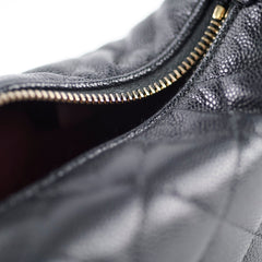 Chanel 25C Quilted Caviar Hobo Clutch with Chain Black