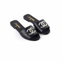Chanel CC Logo Pearl Sandals Size 37C