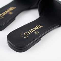 Chanel CC Logo Pearl Sandals Size 37C