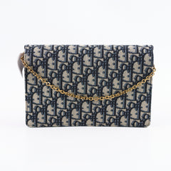 Dior Medium Saddle Pouch with Chain Navy Oblique