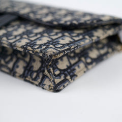 Dior Medium Saddle Pouch with Chain Navy Oblique