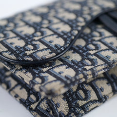 Dior Medium Saddle Pouch with Chain Navy Oblique