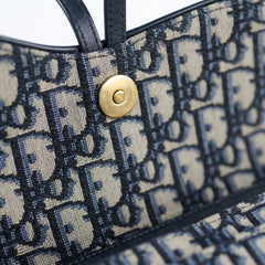 Dior Medium Saddle Pouch with Chain Navy Oblique