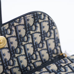 Dior Medium Saddle Pouch with Chain Navy Oblique