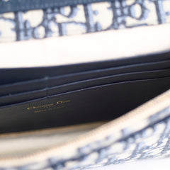 Dior Medium Saddle Pouch with Chain Navy Oblique