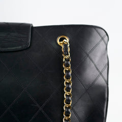 Chanel Vintage Supermodel Quilted Lambskin Black Tote 24K Gold